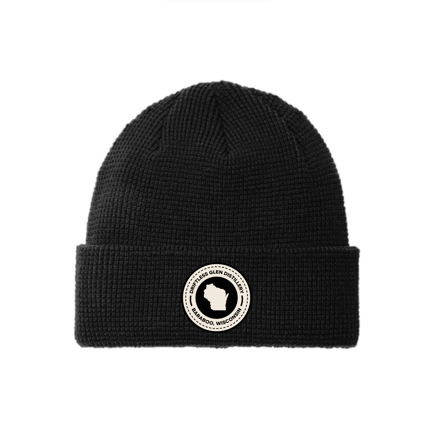 Black Waffle Knit Beanie