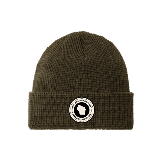 Olive Green Waffle Knit Beanie