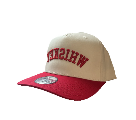 WHISKEY Red Embroidered 3D Puff Hat